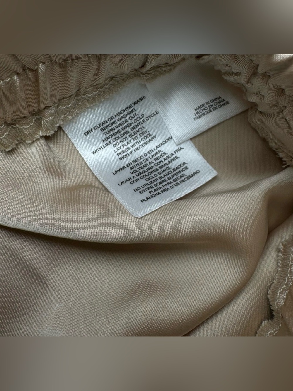 NWOT - NINE WEST Pants Satin Silk Cream/Tan/Beige Boho - Pockets Elastic Waist - Picture 5 of 8